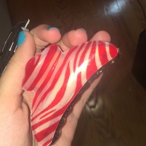 red zebra print hair clip